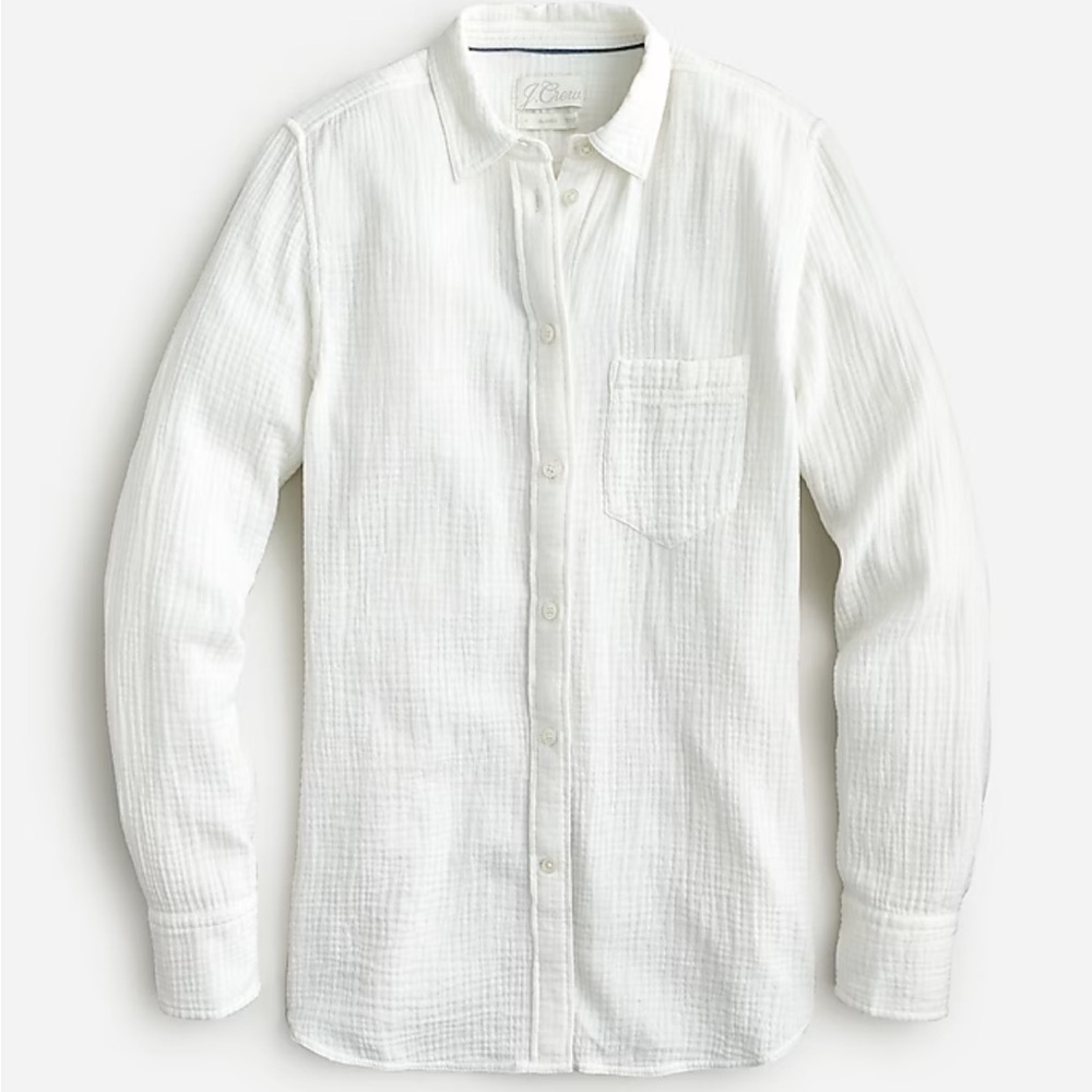 J. Crew White Classic-fit Cozy Gauze Button Down Shirt